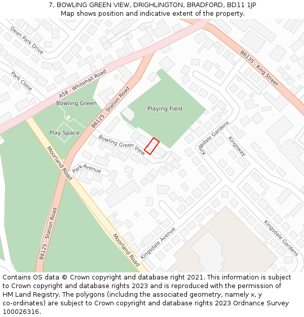 7, BOWLING GREEN VIEW, DRIGHLINGTON, BRADFORD, BD11 1JP: Location map and indicative extent of plot