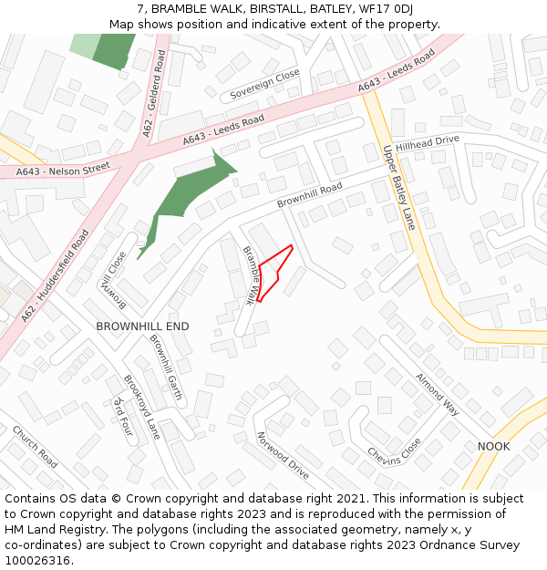 7, BRAMBLE WALK, BIRSTALL, BATLEY, WF17 0DJ: Location map and indicative extent of plot