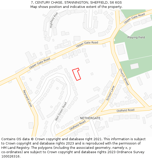 7, CENTURY CHASE, STANNINGTON, SHEFFIELD, S6 6GS: Location map and indicative extent of plot