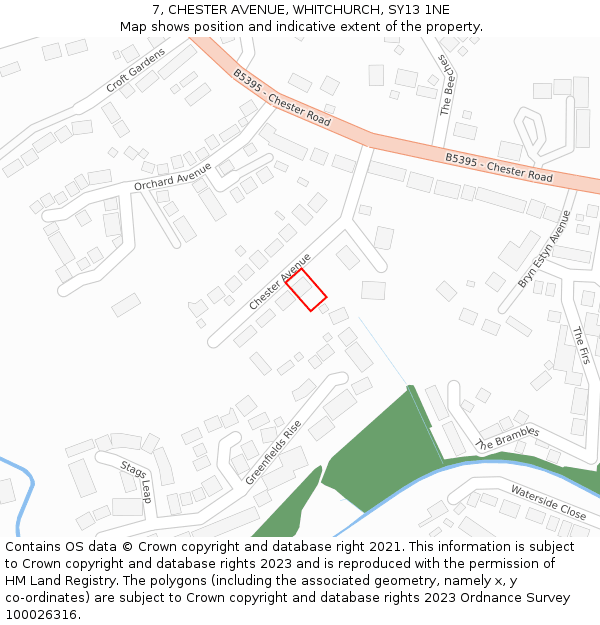 7, CHESTER AVENUE, WHITCHURCH, SY13 1NE: Location map and indicative extent of plot