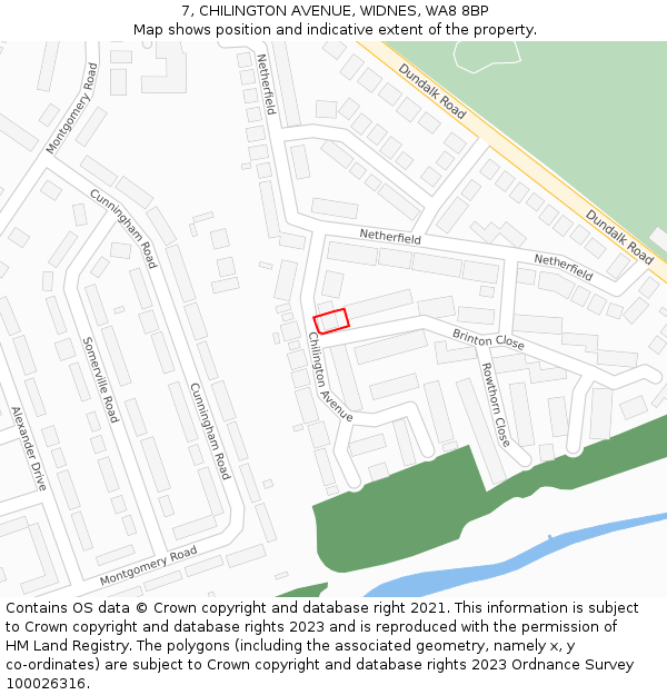 7, CHILINGTON AVENUE, WIDNES, WA8 8BP: Location map and indicative extent of plot