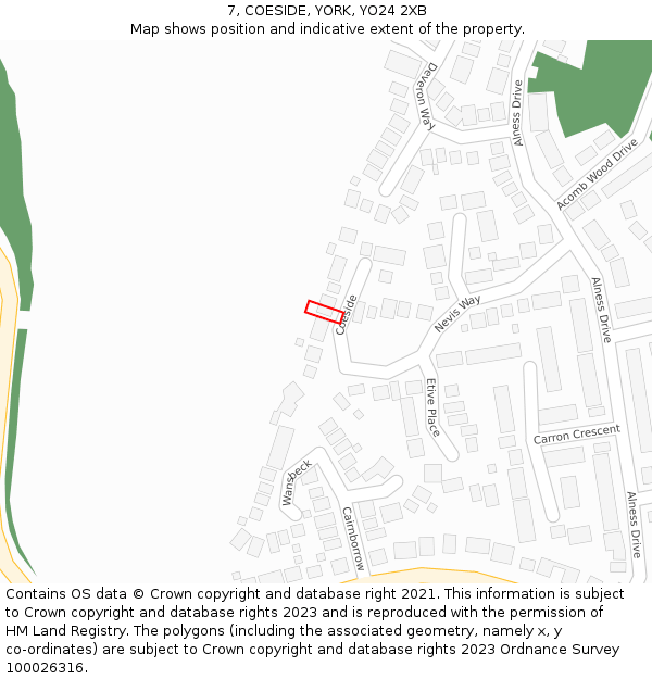 7, COESIDE, YORK, YO24 2XB: Location map and indicative extent of plot