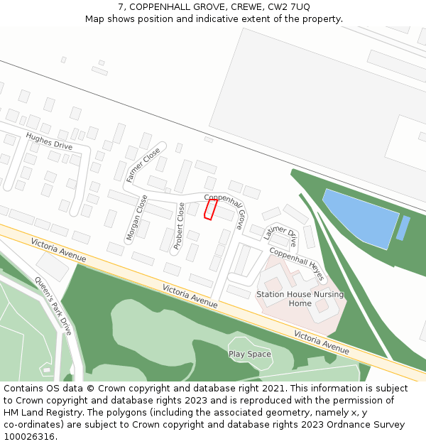 7, COPPENHALL GROVE, CREWE, CW2 7UQ: Location map and indicative extent of plot