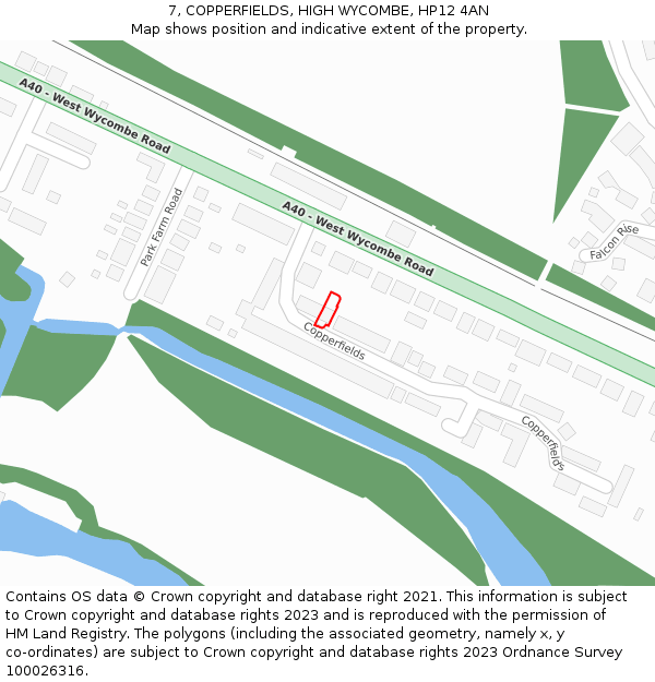 7, COPPERFIELDS, HIGH WYCOMBE, HP12 4AN: Location map and indicative extent of plot