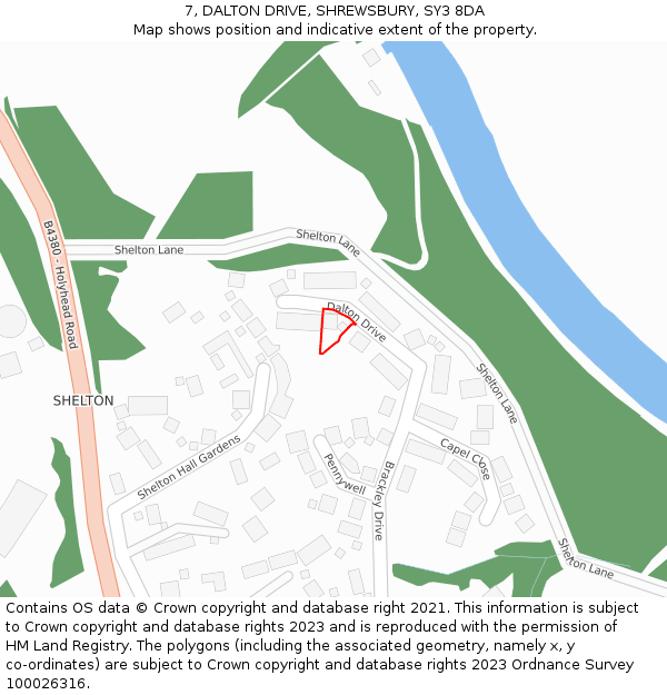 7, DALTON DRIVE, SHREWSBURY, SY3 8DA: Location map and indicative extent of plot
