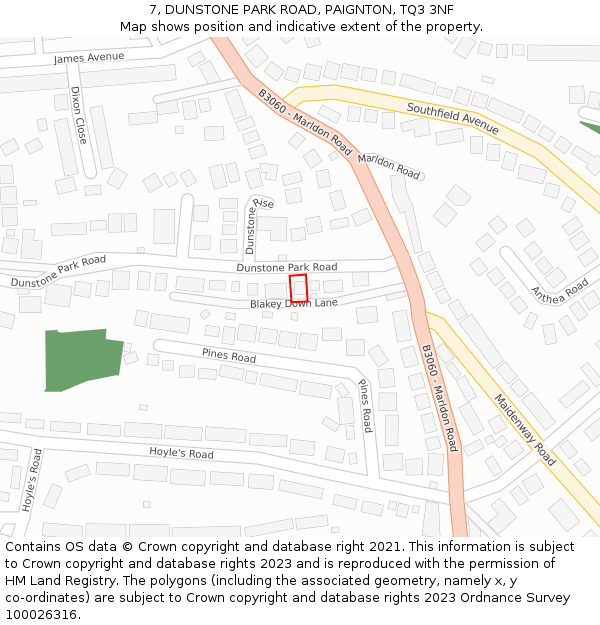7, DUNSTONE PARK ROAD, PAIGNTON, TQ3 3NF: Location map and indicative extent of plot
