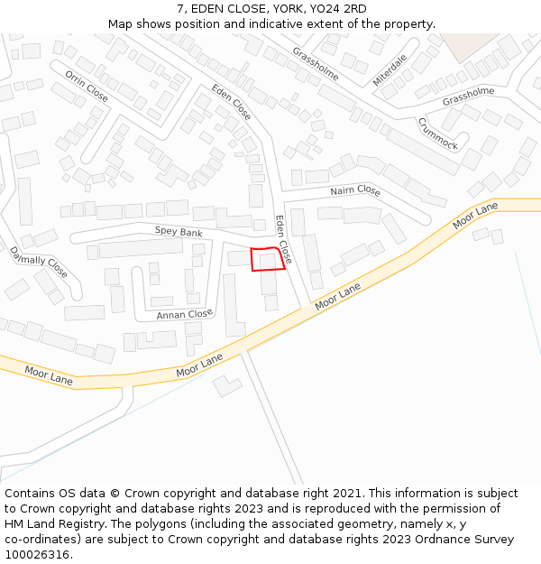7, EDEN CLOSE, YORK, YO24 2RD: Location map and indicative extent of plot