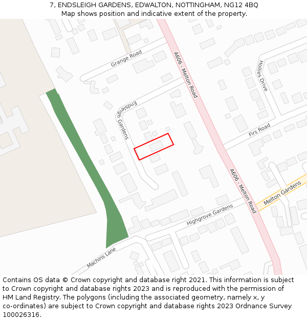 7, ENDSLEIGH GARDENS, EDWALTON, NOTTINGHAM, NG12 4BQ: Location map and indicative extent of plot