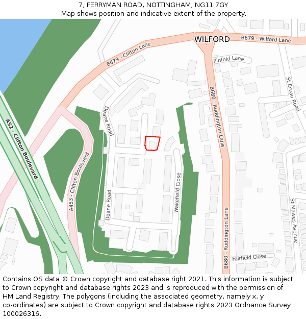 7, FERRYMAN ROAD, NOTTINGHAM, NG11 7GY: Location map and indicative extent of plot