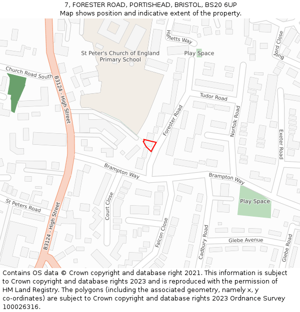 7, FORESTER ROAD, PORTISHEAD, BRISTOL, BS20 6UP: Location map and indicative extent of plot