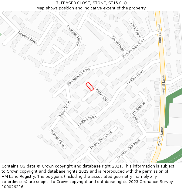 7, FRASER CLOSE, STONE, ST15 0LQ: Location map and indicative extent of plot