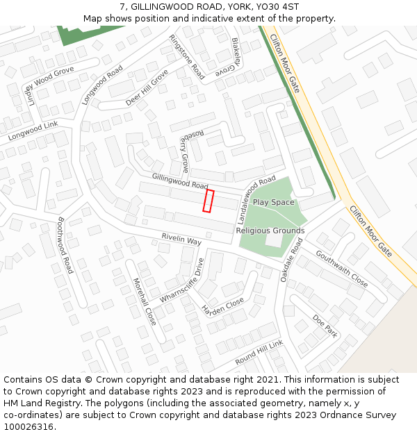 7, GILLINGWOOD ROAD, YORK, YO30 4ST: Location map and indicative extent of plot