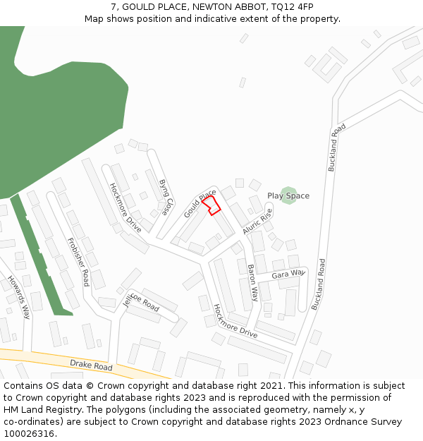 7, GOULD PLACE, NEWTON ABBOT, TQ12 4FP: Location map and indicative extent of plot