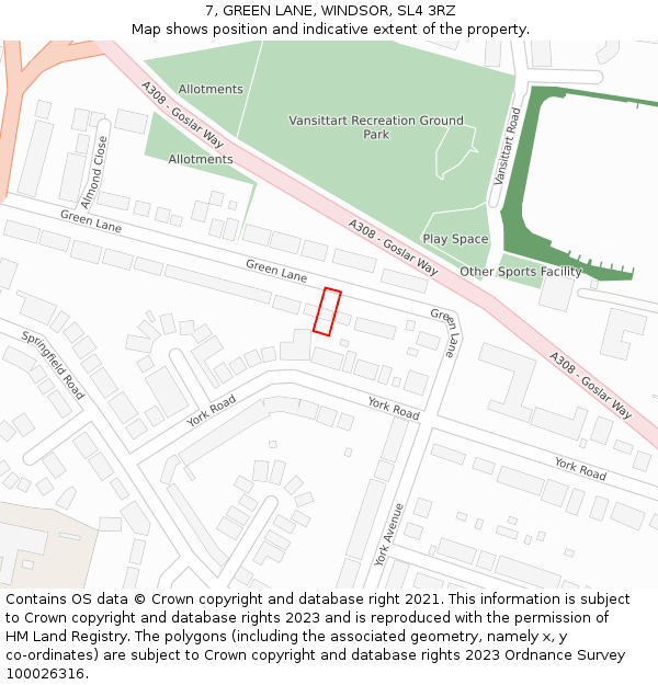 7, GREEN LANE, WINDSOR, SL4 3RZ: Location map and indicative extent of plot