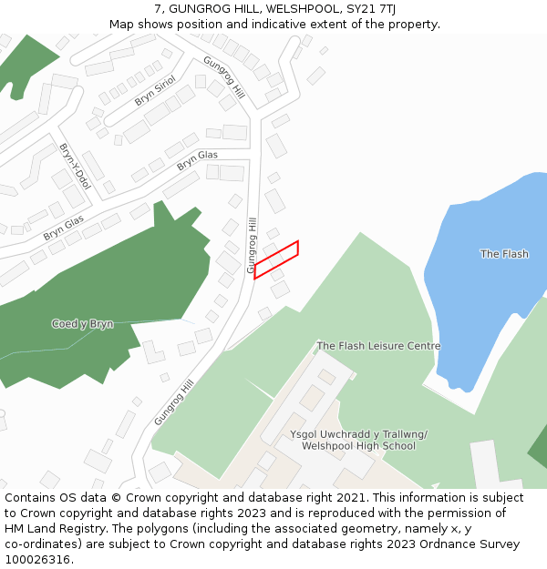 7, GUNGROG HILL, WELSHPOOL, SY21 7TJ: Location map and indicative extent of plot