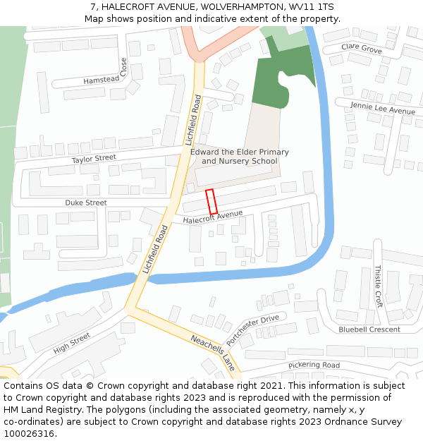 7, HALECROFT AVENUE, WOLVERHAMPTON, WV11 1TS: Location map and indicative extent of plot