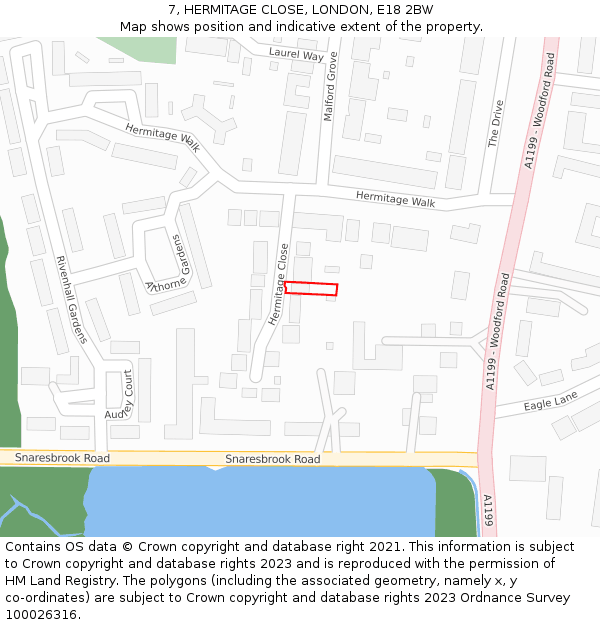 7, HERMITAGE CLOSE, LONDON, E18 2BW: Location map and indicative extent of plot