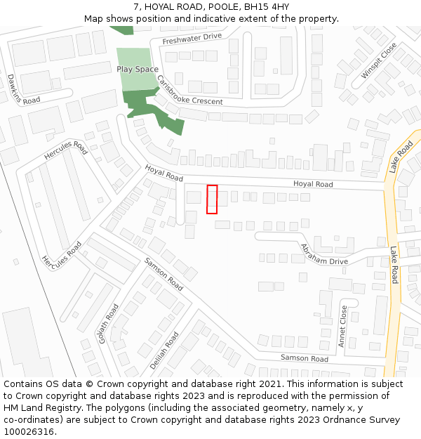 7, HOYAL ROAD, POOLE, BH15 4HY: Location map and indicative extent of plot