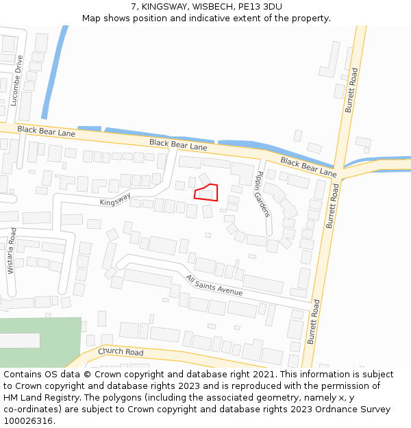 7, KINGSWAY, WISBECH, PE13 3DU: Location map and indicative extent of plot