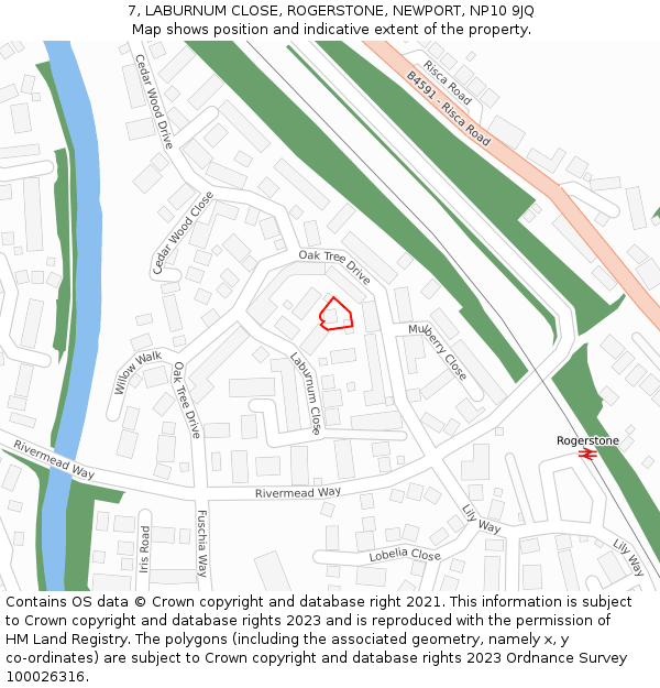 7, LABURNUM CLOSE, ROGERSTONE, NEWPORT, NP10 9JQ: Location map and indicative extent of plot