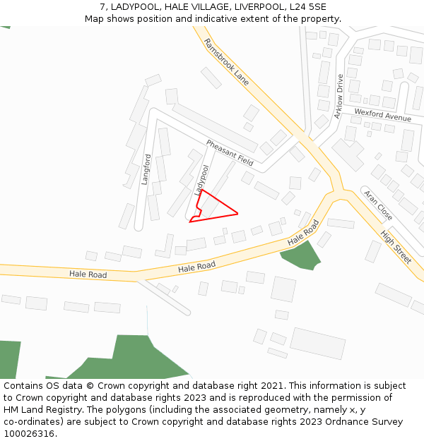 7, LADYPOOL, HALE VILLAGE, LIVERPOOL, L24 5SE: Location map and indicative extent of plot