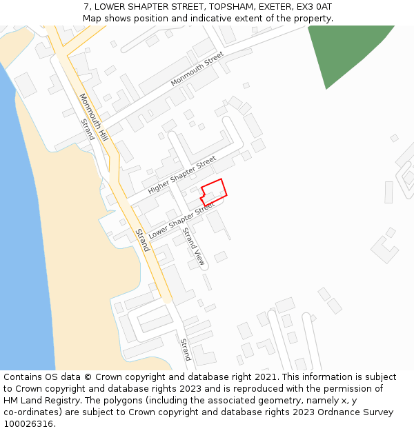 7, LOWER SHAPTER STREET, TOPSHAM, EXETER, EX3 0AT: Location map and indicative extent of plot