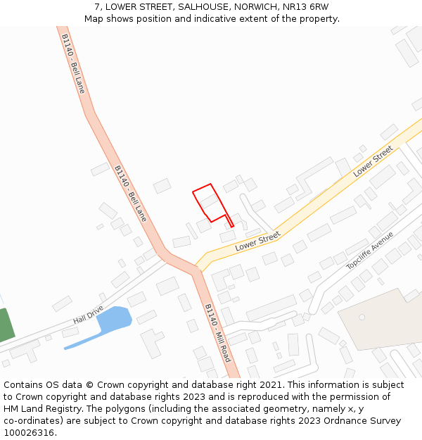 7, LOWER STREET, SALHOUSE, NORWICH, NR13 6RW: Location map and indicative extent of plot