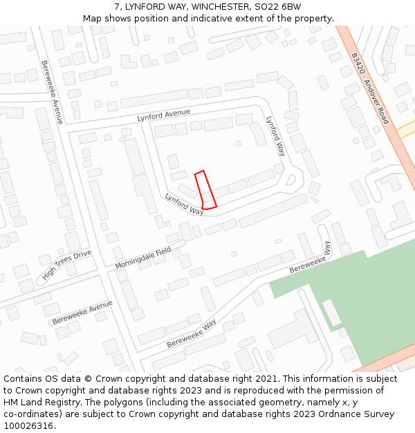 7, LYNFORD WAY, WINCHESTER, SO22 6BW: Location map and indicative extent of plot