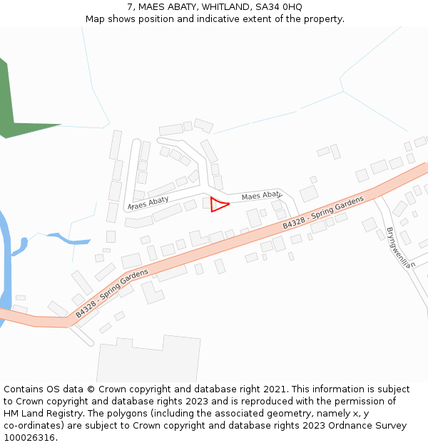 7, MAES ABATY, WHITLAND, SA34 0HQ: Location map and indicative extent of plot