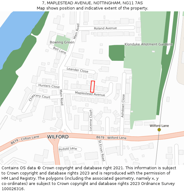 7, MAPLESTEAD AVENUE, NOTTINGHAM, NG11 7AS: Location map and indicative extent of plot