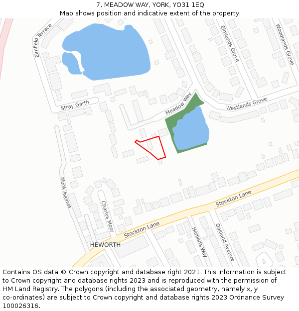 7, MEADOW WAY, YORK, YO31 1EQ: Location map and indicative extent of plot