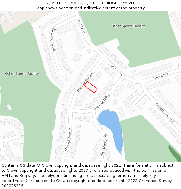 7, MELROSE AVENUE, STOURBRIDGE, DY8 2LE: Location map and indicative extent of plot