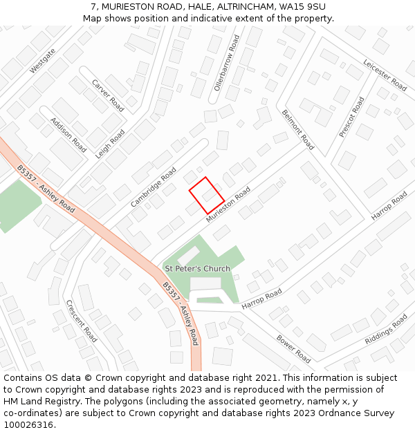 7, MURIESTON ROAD, HALE, ALTRINCHAM, WA15 9SU: Location map and indicative extent of plot