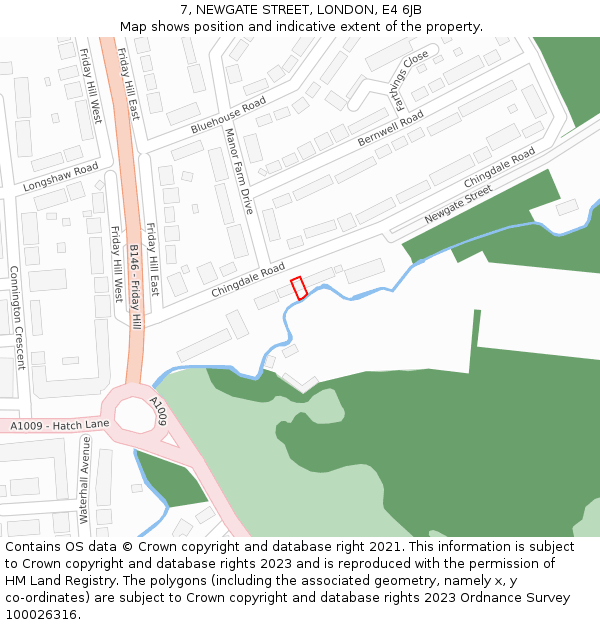 7, NEWGATE STREET, LONDON, E4 6JB: Location map and indicative extent of plot
