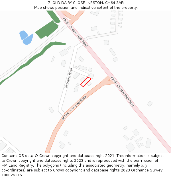 7, OLD DAIRY CLOSE, NESTON, CH64 3AB: Location map and indicative extent of plot