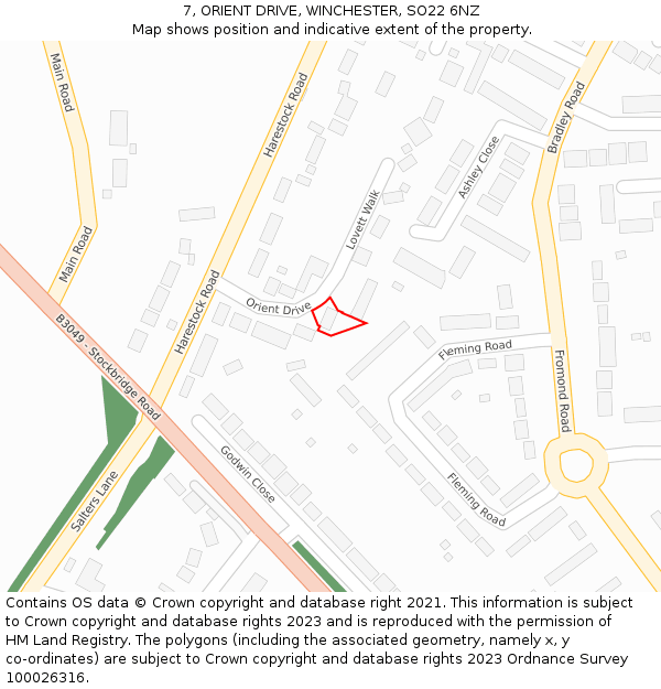 7, ORIENT DRIVE, WINCHESTER, SO22 6NZ: Location map and indicative extent of plot