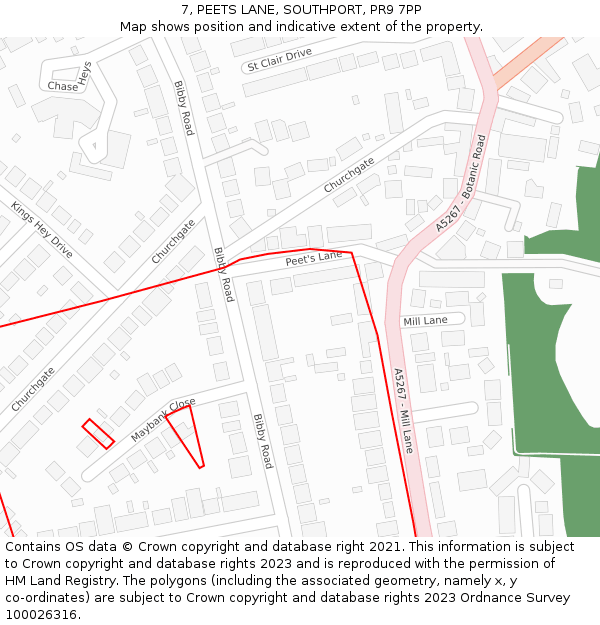 7, PEETS LANE, SOUTHPORT, PR9 7PP: Location map and indicative extent of plot