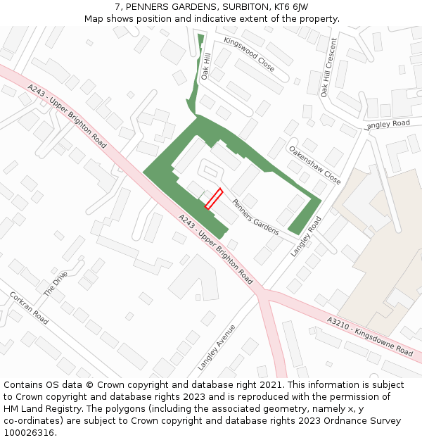 7, PENNERS GARDENS, SURBITON, KT6 6JW: Location map and indicative extent of plot