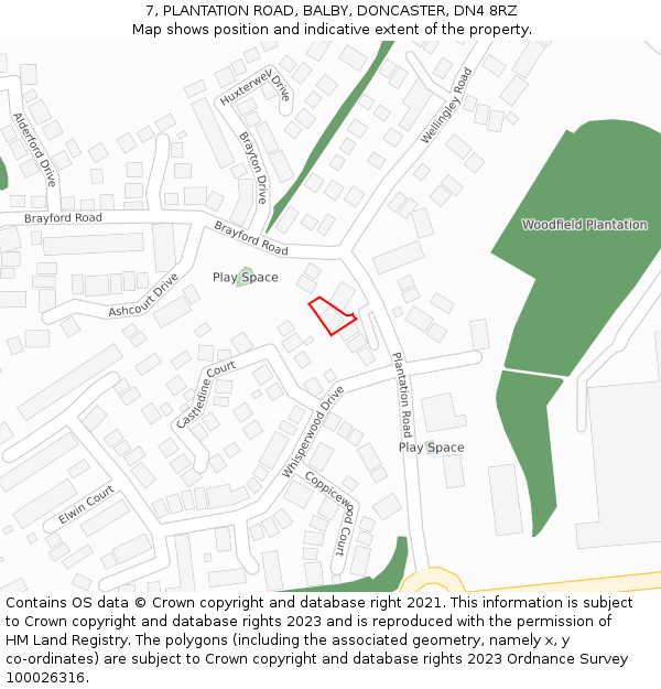 7, PLANTATION ROAD, BALBY, DONCASTER, DN4 8RZ: Location map and indicative extent of plot