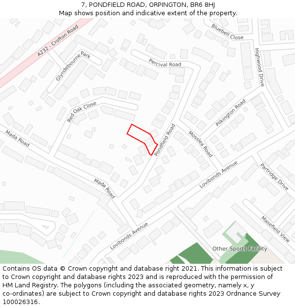 7, PONDFIELD ROAD, ORPINGTON, BR6 8HJ: Location map and indicative extent of plot