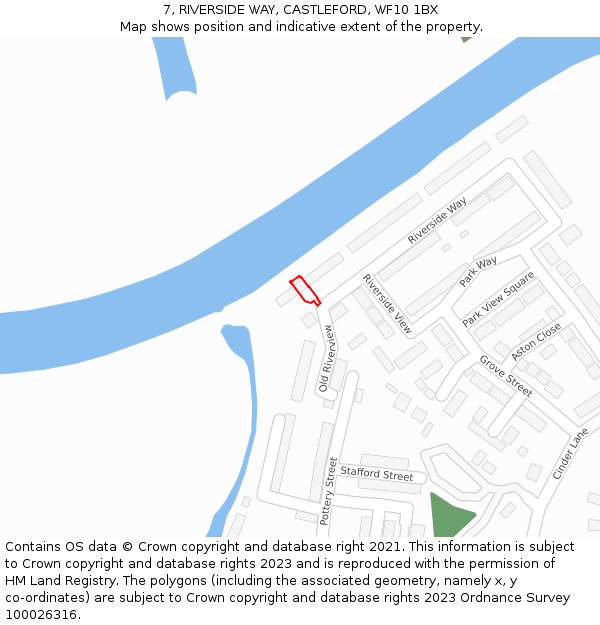 7, RIVERSIDE WAY, CASTLEFORD, WF10 1BX: Location map and indicative extent of plot