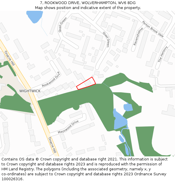 7, ROOKWOOD DRIVE, WOLVERHAMPTON, WV6 8DG: Location map and indicative extent of plot