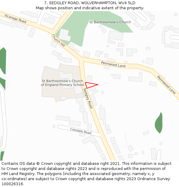 7, SEDGLEY ROAD, WOLVERHAMPTON, WV4 5LD: Location map and indicative extent of plot