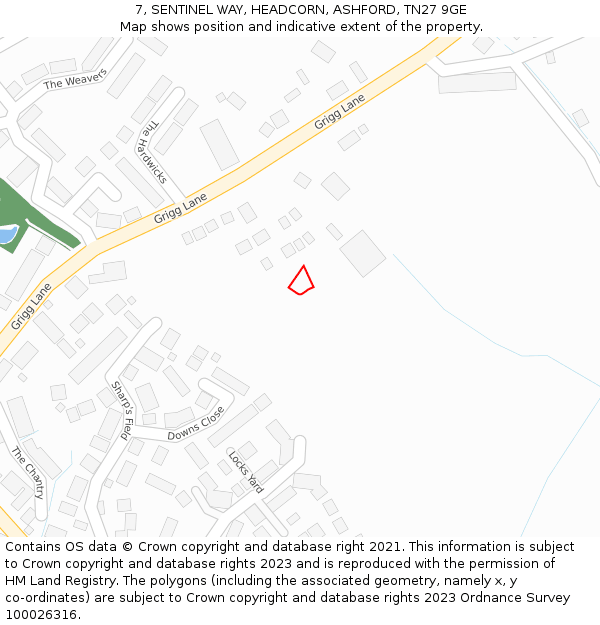 7, SENTINEL WAY, HEADCORN, ASHFORD, TN27 9GE: Location map and indicative extent of plot