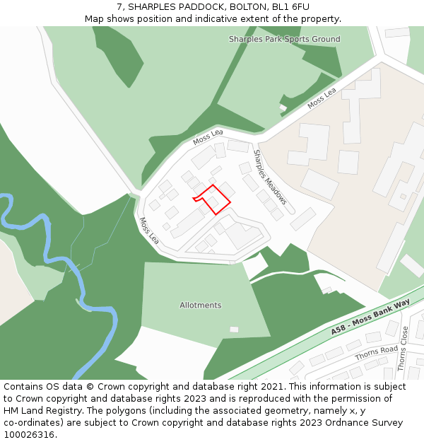 7, SHARPLES PADDOCK, BOLTON, BL1 6FU: Location map and indicative extent of plot