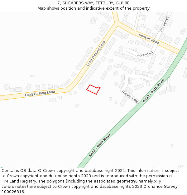 7, SHEARERS WAY, TETBURY, GL8 8EJ: Location map and indicative extent of plot