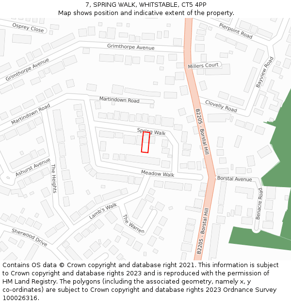 7, SPRING WALK, WHITSTABLE, CT5 4PP: Location map and indicative extent of plot