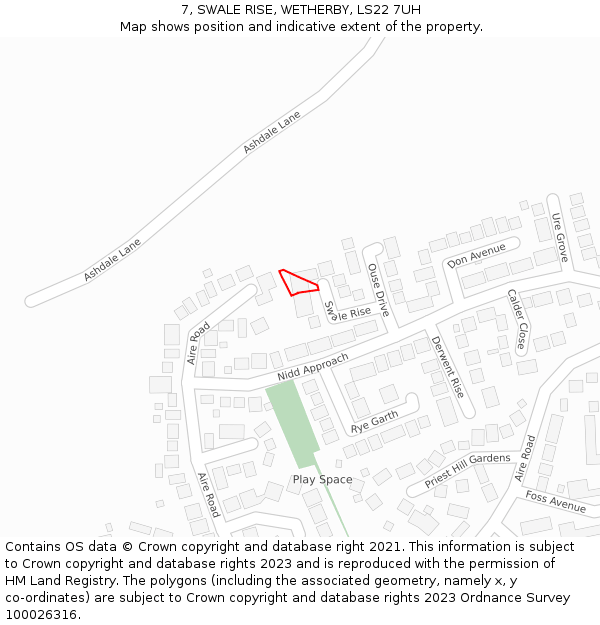 7, SWALE RISE, WETHERBY, LS22 7UH: Location map and indicative extent of plot