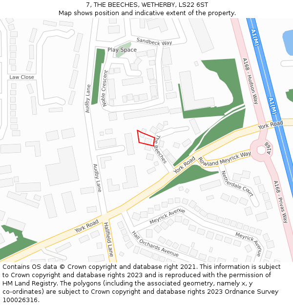 7, THE BEECHES, WETHERBY, LS22 6ST: Location map and indicative extent of plot
