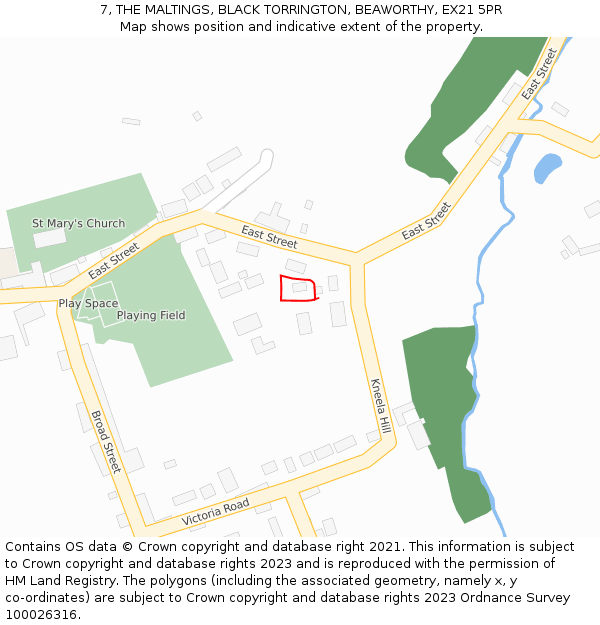 7, THE MALTINGS, BLACK TORRINGTON, BEAWORTHY, EX21 5PR: Location map and indicative extent of plot